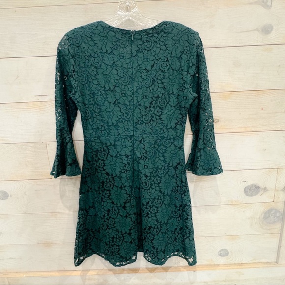 Lulus Favorite Flair Forest Green Lace Flounce Sleeve Dress ❤️ - Picture 5 of 7